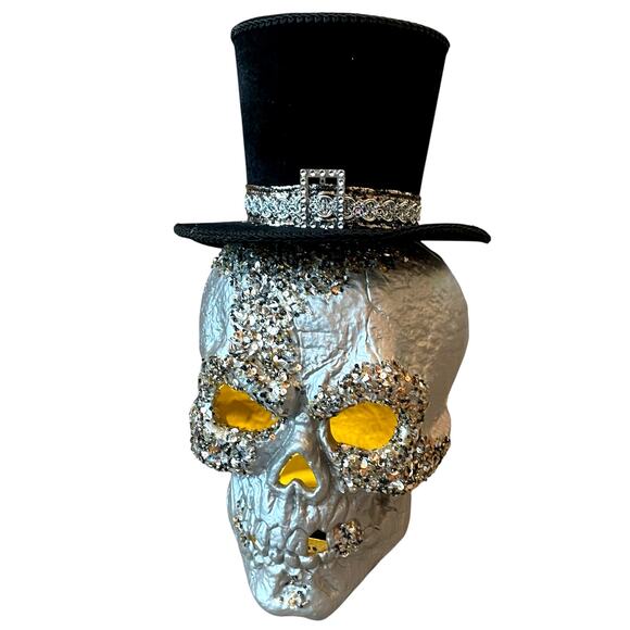 Christian Siriano 18" LED Light Up Skull Glitter Glam Halloween Decor New - Picture 1 of 15